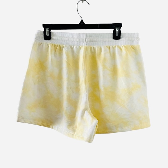 Stars Above Fleece Lined Yellow Tye Dye Drawstring Jogger Shorts - Picture 2 of 4